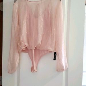 Express bodysuit with sheer top